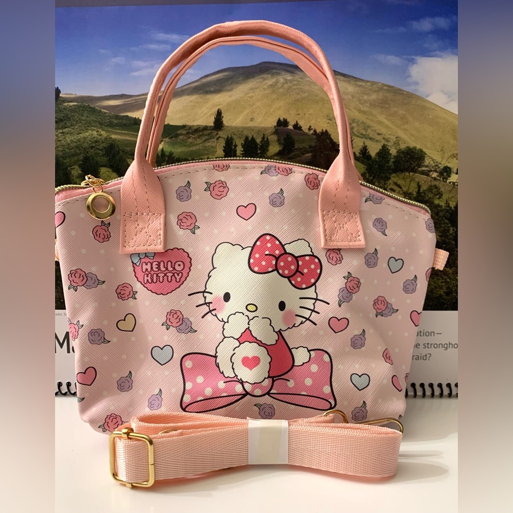 Hello Kitty Crossbody Long Strap Handbag Mini Tote Pink White New Without Tags